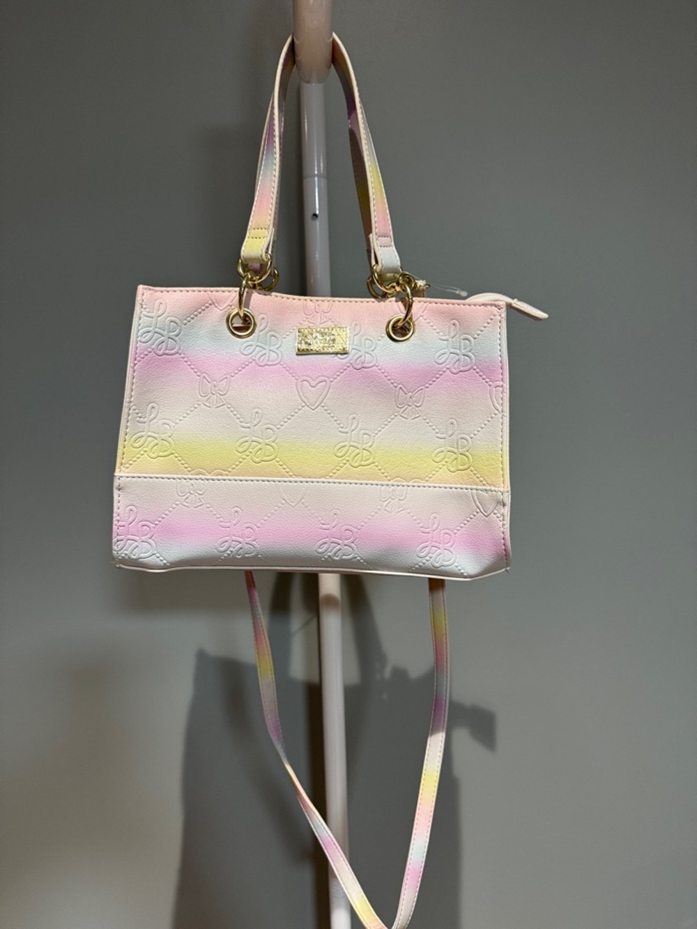 Betsey Johnson Pastel Ombre Tote in Pink, Yellow & Cream